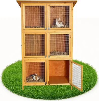 Produktbild von Mucola Hasenkäfig 6 Boxen Kaninchenstall Holz Freigehege Hasenstall Kleintierstall XXL Kaninchenkäfig Stall Käfig Hühnerstall Hamsterkäfig Hase