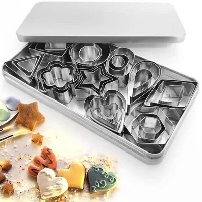 Produktbild von Plätzchenausstecher Set - 30-teilig aus Edelstahl - Für Kekse und Tortendekorationen - 30 Stück