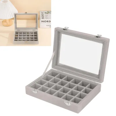 Immagine prodotto di Solidchoice - Organizer per gioielli in velluto con 24 scomparti e coperchio