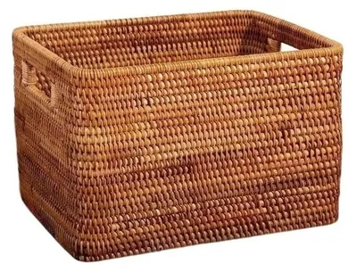 Image de Boîte de rangement en osier avec couvercle, idéale pour diverses utilisations