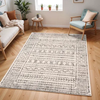 Geometrischer Teppich 150x213 cm, Polypropylen, maschinengewebt