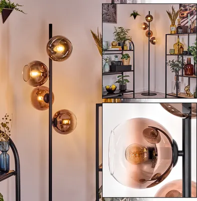 Produktbild von Cesaro Stehlampe aus Metall/Glas in Schwarz/Kupferfarben/Klar