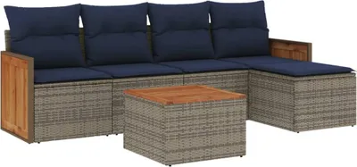 Immagine prodotto di vidaXL Set di divani da giardino a 6 pezzi con cuscini, grigio, polyrattan