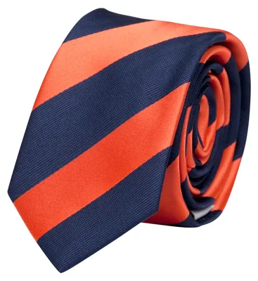 Produktbild von Fabio Farini - 1 Stück Herren Krawatte Blautöne - verschiedene Blaue Männer Schlips in 6cm Schmal (6cm), Dunkelblau Orange - Very Blue/Salmon