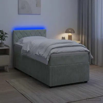 Immagine prodotto di Maison Exclusive - Letto boxspring con materasso grigio chiaro 100 x 200 cm velluto