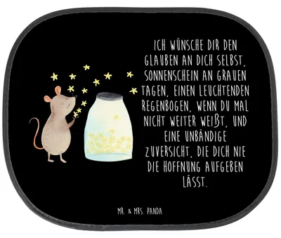 Produktbild von Mr. & Mrs. Panda Sonnenschutz Auto Maus Sterne - Schwarz - Geschenk, Kfz, Schwangerschaft, Wunsch, Seitenscheibe, Lustige Sprüche, Kindergeburtstag, Sonnenblende, Geburt