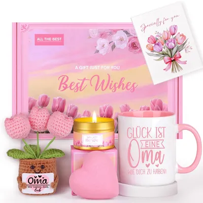 Productafbeelding van Solidchoice - Cadeauset voor Grootmoeder met Theekop en Gehaakte Tulpenpop