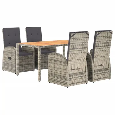 Image de vidaXL Ensemble de jardin 5 pièces avec coussins Gris Poly rotin