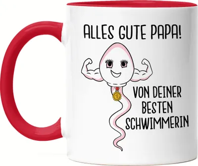 Produktbild von Alles Gute Papa Von Bester Schwimmerin Tasse Mit Füllung Vatertagsgeschenk Lustiges Motiv Tochter Geschenkidee Tasse Rot