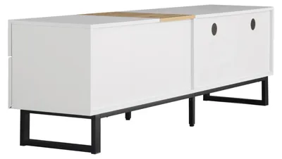Immagine prodotto di Mobile TV - Mobile TV con ante - Mobile TV - Mobile TV con ante - Mobile per soggiorno - Bianco con finitura effetto legno - Multifunzionale con 2 cassetti