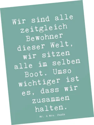 Produktbild von Mr. & Mrs. Panda bildkarte Spruch Freundlichkeiten verbreiten - Meeresbrise - Geschenk, Grußkarte, Freundlichkeit, Postkarten, Zusammenhalt, Trost, Kunstkarten, Hoffnung