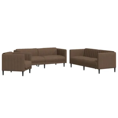 Produktbild von vidaXL 3-tlg. Sofagarnitur Braun Stoff