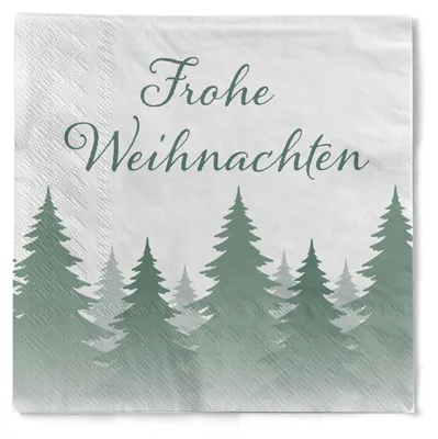 Produktbild von Sovie HOME Serviette "Frohe Weihnachten" in Eukalyptus aus Tissue 33 x 33 cm, 3-lagig, 1/4 Falz, 20 Stück