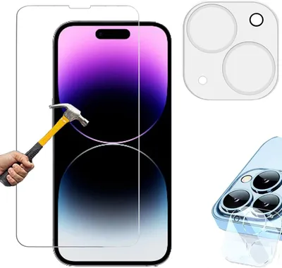 Produktbild von ino 2in1 Schutzglas + Kameraschutz kompatibel mit iPhone 14 Panzerglas harte Schutzfolie Panzerfolie Displayschutzglas Harte Folie Schutz Glasfolie Displayglas 9H
