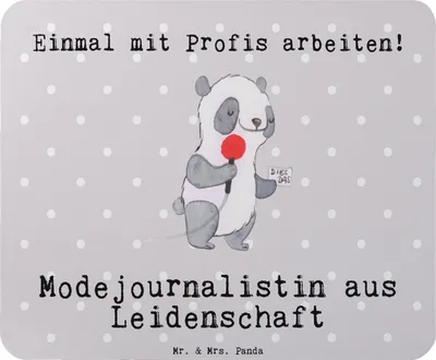 Produktbild von Mr. & Mrs. Panda Mouse Pad Modejournalistin Leidenschaft - Grau Pastell - Geschenk, Ausbildung, Spruch, Witzig, computer mauspad, Lustig, Studium, mousematte, laptop