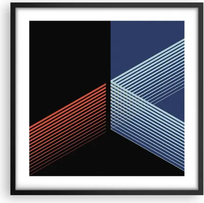 Produktbild von Gerahmtes Poster - Schwarzer Rahmen - Abstraktion Schwarz Blau - 50x50 cm - Wand Bild - Wanddeko - Wandbilder - Kunstposter - Wandposter - Bilderrahmen - Bilder - Kunstdruck - P2BAC50x50-4458