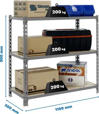Produktbild von MADERCLICK SUPERPLUS 3/500 900 Metallregal CINZA/MADEIRA