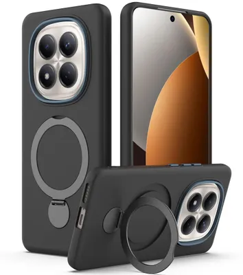 Immagine prodotto di Custodia per smartphone Xiaomi Redmi Note 15 Pro 4G con supporto per anello magnetico, colore nero, a 360 gradi