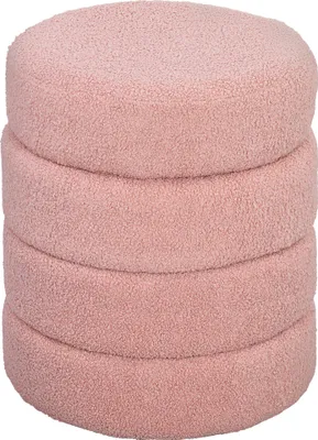Produktbild von Hocker, rund, Teddyfleece, bis 120kg, Φ40x45H cm, Rosa