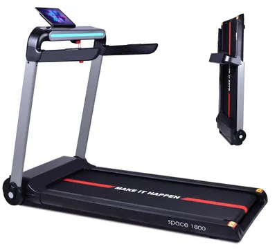 Immagine prodotto di BOUDECH SPACE 1800- Tapis Roulant Elettrico 1800W pieghevole ultra piatto con display touch screen, supporto per ipad, speakers bluetooth, app system e cardiofrequenzimetro nero