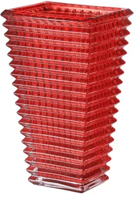 Produktbild von Kristallene Glasvase für Blumen, rote Vase, große Glasvasen, moderne Blumenkörbe für Wohnzimmer, Schlafzimmer, Küche, Esszimmer, Büro, Hochzeit, 28 cm