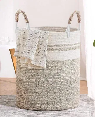 Produktbild von Geflochtener Wäschekorb 50l zweifarbig 37x47cm