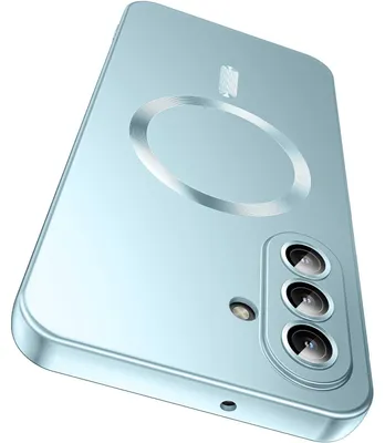 Produktbild von Magnetische Hülle für Samsung Galaxy A56 Matt Silikon Handyhülle mit Kameraobjektivschutz, Kompatibel mit MagSafe Blau