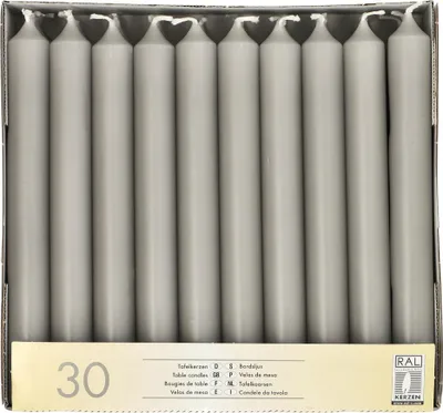 Produktbild von STARPAK Tafelkerzen 21 mm grau 30er Pack