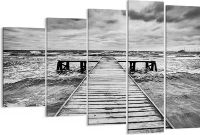 Produktbild von Bild auf Leinwand - Leinwandbild - Brücke Meer Welle - 150x100cm - Wand Bild - Wanddeko - Leinwanddruck - Bilder - Kunstdruck - Wanddekoration - Leinwand bilder - Wandkunst - EG150x100-3637