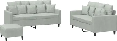 Obrázok produktu pre vidaXL 3-dielna sedacia súprava s vankúšmi Light Grey Velvet