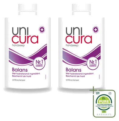 Immagine prodotto di 2 flaconi ricarica di sapone liquido Unicura Balans - 250 ml - confezione grande - 2 pezzi