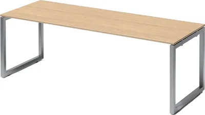 Produktbild von Bisley Cito Schreibtisch O-Gestell fixiert - Nachbildung Ahorn, Gestell: Silber, Größe:  220 x 80 cm