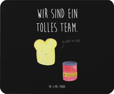 Produktbild von Mr. & Mrs. Panda Mousepad Toast Marmelade - Schwarz - Geschenk, Lustige Sprüche, Mauspad, mausteppich, pc, Dreamteam, Mouse Pad, Toastbrot, laptop, Brot, Süß