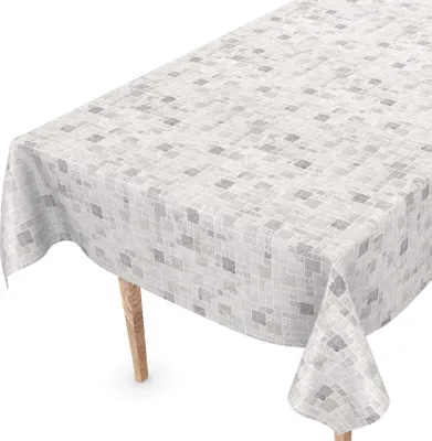 Produktbild von Tischdecke Wachstuch Gestreift Grau Robust Wasserabweisend Breite 140 cm Länge 220 cm
