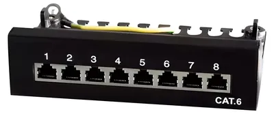 Produktbild von LogiLink NP0017B, RJ-45, Cat6e, Schwarz, Metall, Für z.B. Wandoder Untertischmontage, ISO/IEC 11801, TIA/EIA 568B.2-1
