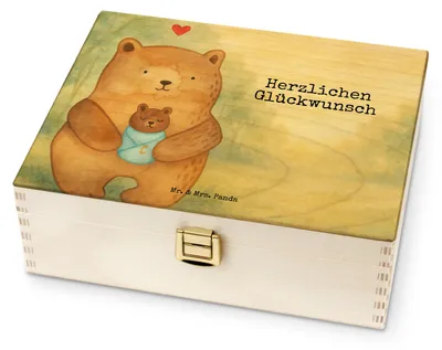 Produktbild von Mr. & Mrs. Panda Teedose Bär Baby Design - Weiß - Geschenk, Teebeutel Aufbewahrung, Nichte, Taufe, Mutter, für Paare, Teebox, Teddy, Tee, Tee-Aufbewahrungsbox, Geburtstag