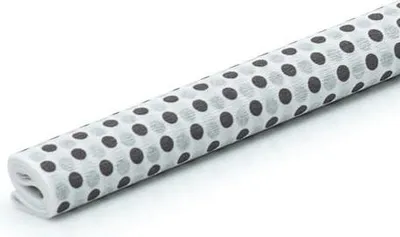 Image de Papier crépon 50 x 200 cm, blanc à pois noirs