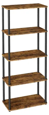 Obrázok produktu pre Päťpoličná knižná polica – drevotrieska – 23,8 x 60 x 139 cm – hnedá/čierna