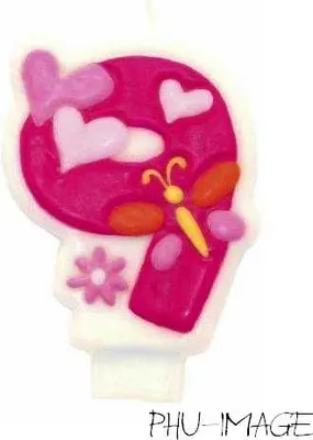 Immagine prodotto di Candela per torta rosa BLUMEN n. 9 1 pz.