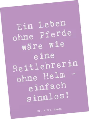Produktbild von Mr. & Mrs. Panda Postkarte Spruch Reitlehrerin ohne Pferd - Lavendeltraum - Geschenk, Leidenschaft für Pferde, Ansichtskarte, Berufsprodukte, Pferdeliebe, Beruf, Lehrer