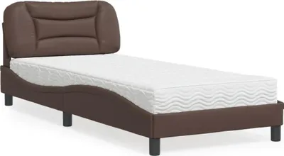 Zdjęcie produktu dla vidaXL Łóżko z materacem "Hvar" brązowe 90x200 cm imitacja skóry