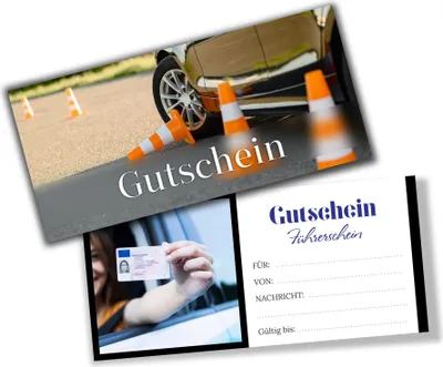Produktbild von itenga Geschenkgutschein Fotodesign - Motiv FÜHRERSCHEIN Postkarte zum Ausfüllen  21,0 x 9,8 cm