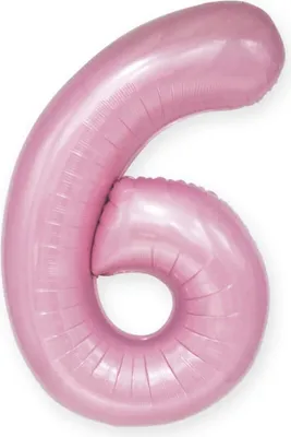 Image de Ballon en plastique chiffre 6 SIX roses pastel 100 cm