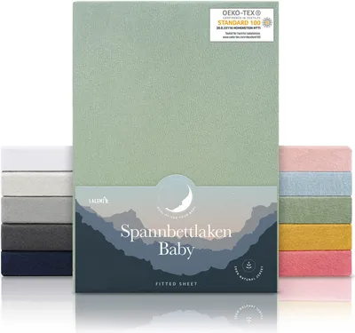 Produktbild von Laleni Jersey Spannbettlaken Laufgitter 6-eckig 100x115 cm -  , 100% Baumwolle, atmungsaktives Spannbetttuch für Baby, 135 g/m², Summer Green - grün