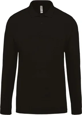Produktbild von Kariban Herren Polo-Shirt Langarmshirt Poloshirt Langarm Hemd Longsleeve, Größe:3XL, Farbe:Schwarz