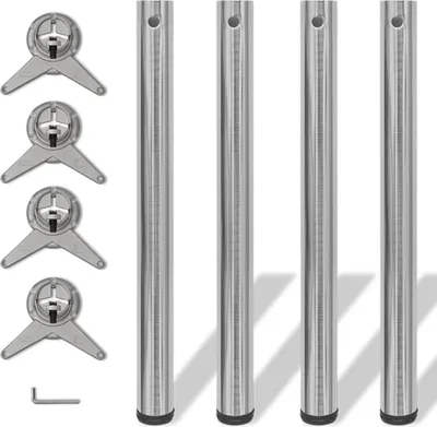 Obrázok produktu pre 4x výškovo nastaviteľná stolová noha brúsený nikel 710 mm
