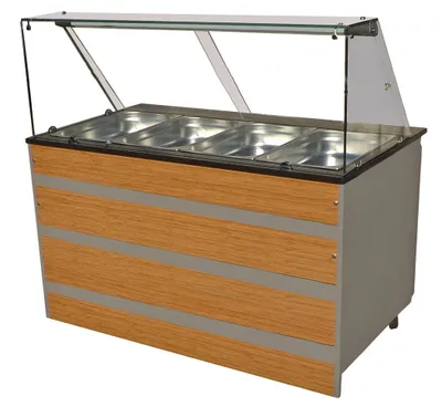 Produktbild von CHEFGASTRO Buffet Wärmetheke GUETTA | LED | 4x 1/1 GN | HxBxT 85/135x140x80cm | +30/+90°C | Braun