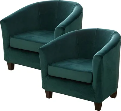 Produktbild von Topchances 2 Stück Sesselhusse Club Chair Schonbezug, Samtwanne Sessel Sofabezug für Cafe Stuhl Clubsessel Loungesessel Cocktailsessel (Dunkelgrün)