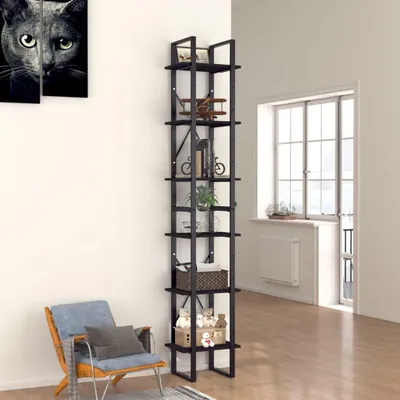 Obrázek produktu pro vidaXL Regál na knihy 6 přihrádek Černá 40x30x210 cm výrobek ze dřeva