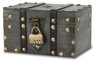 Productafbeelding van Vintage Houten Schatkist met Slot voor Decoratie en Opslag